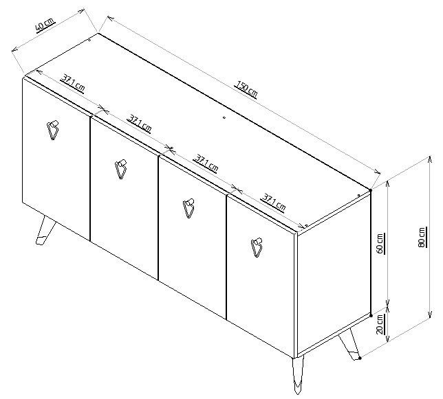 Comoda BARE, 150x40x80 cm [8]