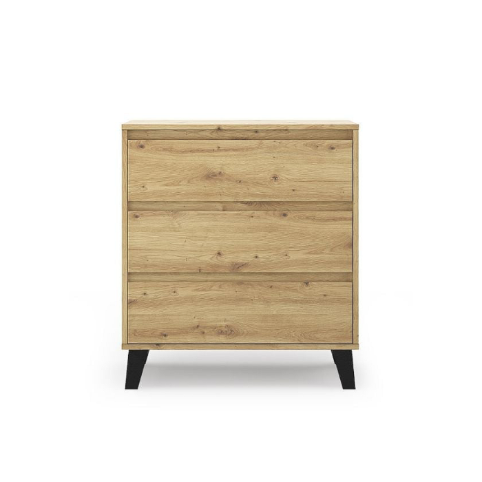 Comoda BORG, 3 sertare, stejar artisan, 70x38,8x78,4 cm