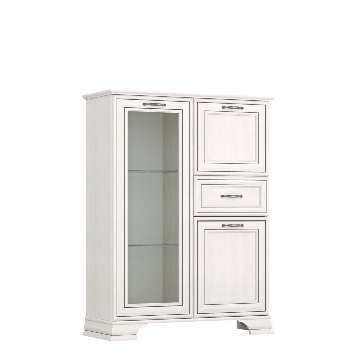 Comoda cu vitrina cu 3 usi si 1 sertar TIFFANY II, geam, crem fineline, 94x37x125,3 cm [1]