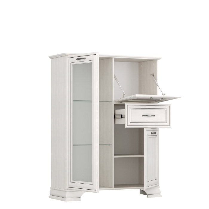 Comoda cu vitrina cu 3 usi si 1 sertar TIFFANY II, geam, crem fineline, 94x37x125,3 cm [2]