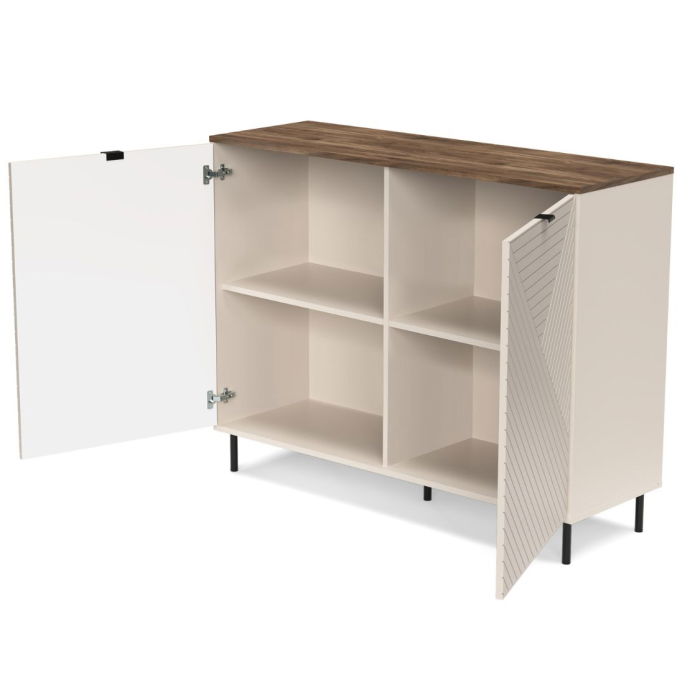 Comoda EVO, 2 usi, casmir + stejar castello, 123,4x40x95,4 cm [4]