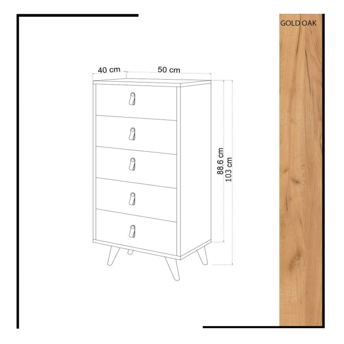 Comoda FRENZU, 5 sertare, 50x40x103 cm [4]