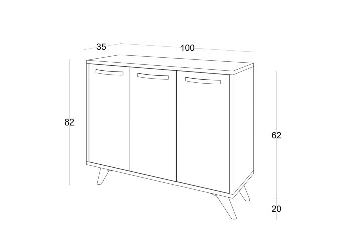 Comoda PIFFA, 3 uși, 100x35x82 cm [5]