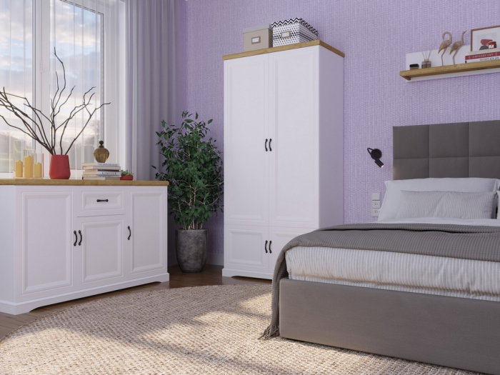 Comoda RIVA, 3 usi, 1 sertar, alb + stejar harbor, 153x41x91,3 cm [2]