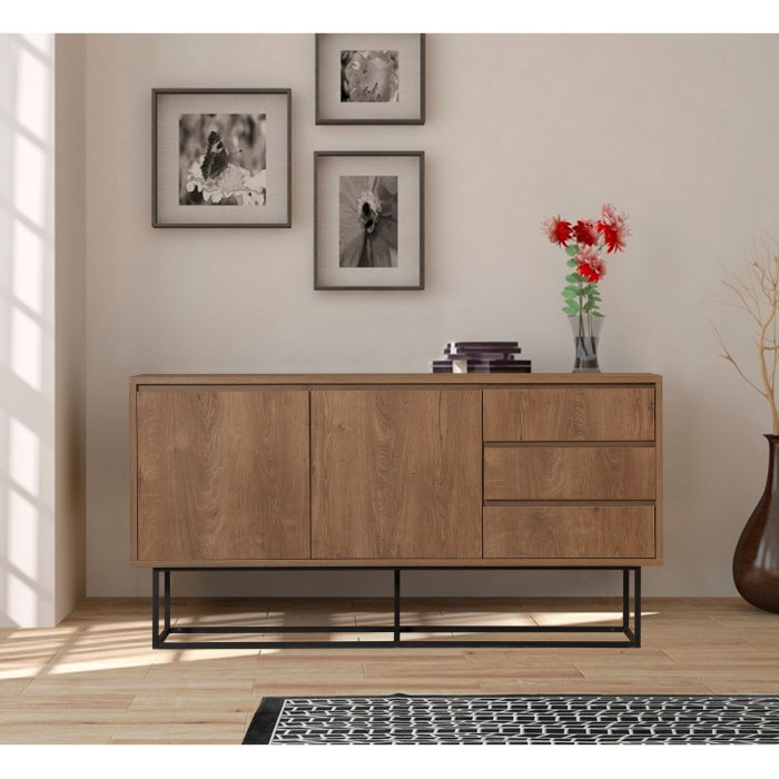 Comoda RUBA, 2 usi, 3 sertare, 4 rafturi, 140x36x72 cm [2]