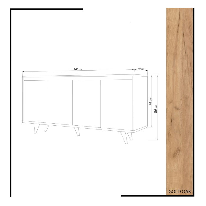 Comoda SHANS, stejar, 140x40x86 cm [4]
