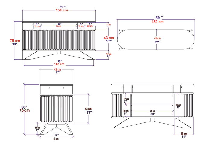 Comoda STOR, stejar, 150x43x75 cm [9]