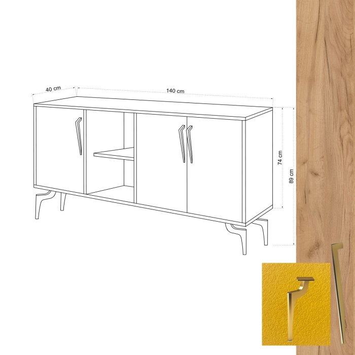 Comoda SUDER, stejar, 140x40x86 cm [5]