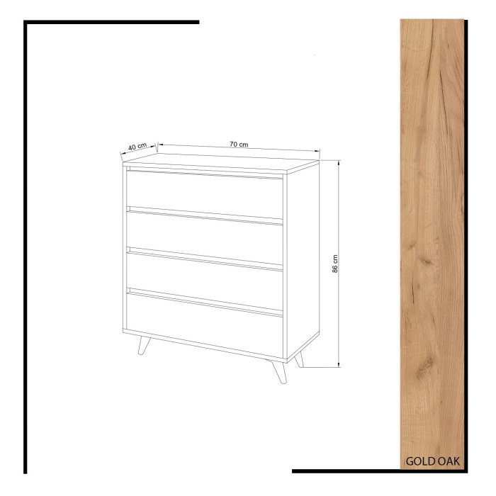 Comoda SUVERA, 4 sertare, 70x40x86 cm [5]