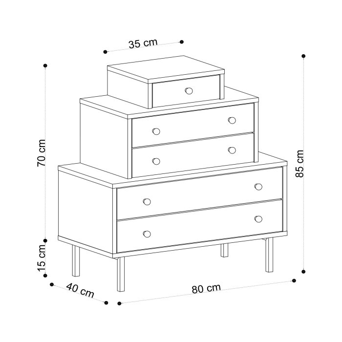 Comoda TATA, 5 sertare, 80x40x85 cm [4]