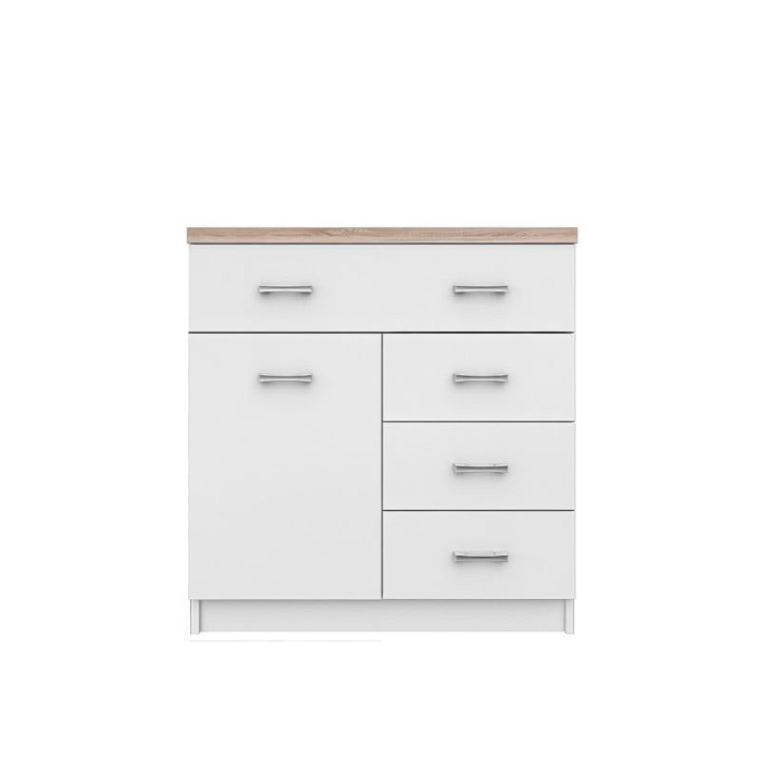 Comoda TOP MIX, 1 usa, 4 sertare, alb, 80x33x85 cm