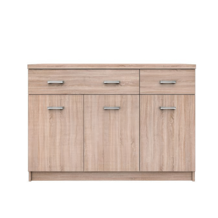 Comoda TOP MIX, 3 usi, 2 sertare, stejar sonoma, 120x33x85 cm