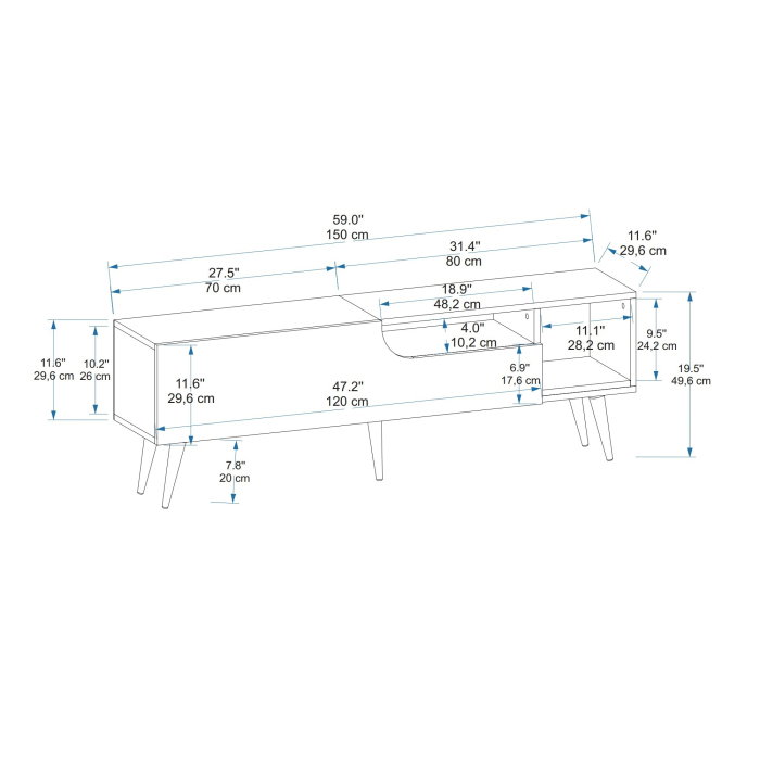 Comoda TV, pin atlantic + antracit, 150x29,6x49,6 cm [6]