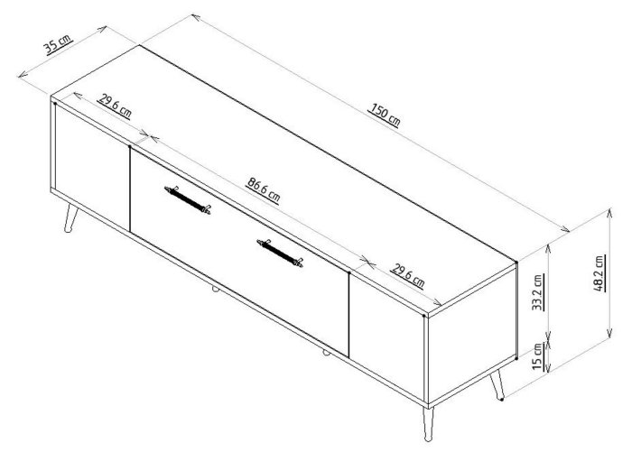 Comoda TV DETAS, 150x35x48,2 cm [6]