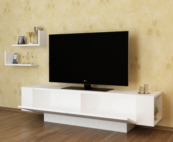 Comoda TV EKOL, cu rafturi de perete, 150x31,5x40 cm [3]