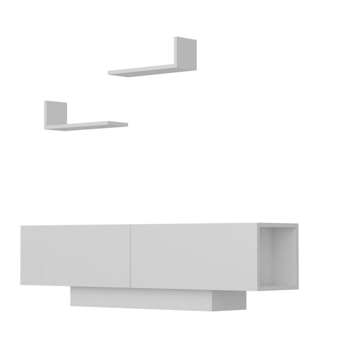 Comoda TV EKOL, cu rafturi de perete, 150x31,5x40 cm [5]