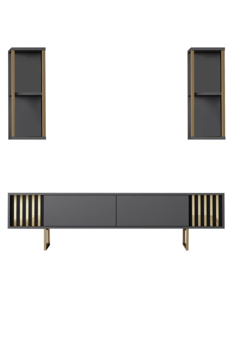 Comoda TV GOLD LINE, cu rafturi de perete, 180x30x48 cm [7]