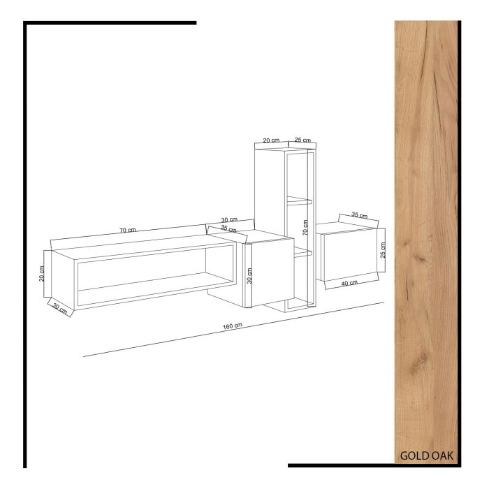 Comoda TV KUMKUAT, suspendata, 160x35x70 cm [6]