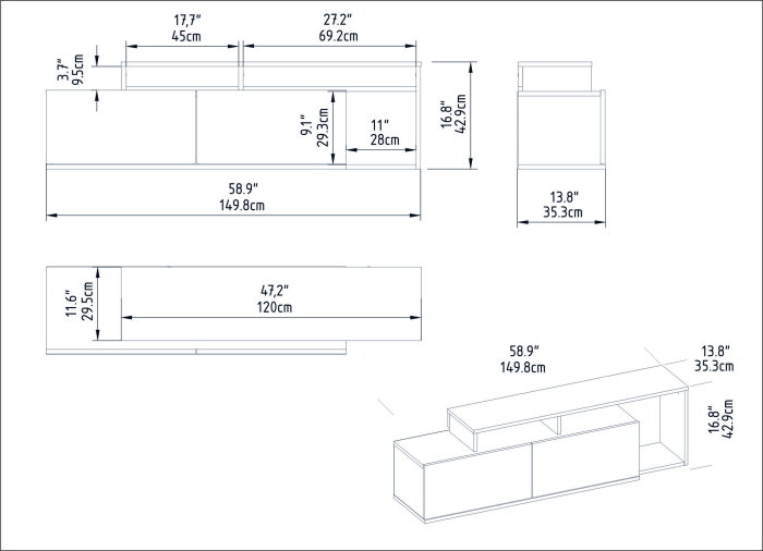 Comoda TV NEXERA, 149,8x35,3x42,9 cm [5]