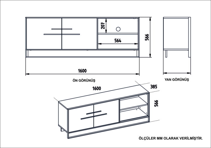 Comoda TV POLKA, 160x38,5x56,6 cm [6]