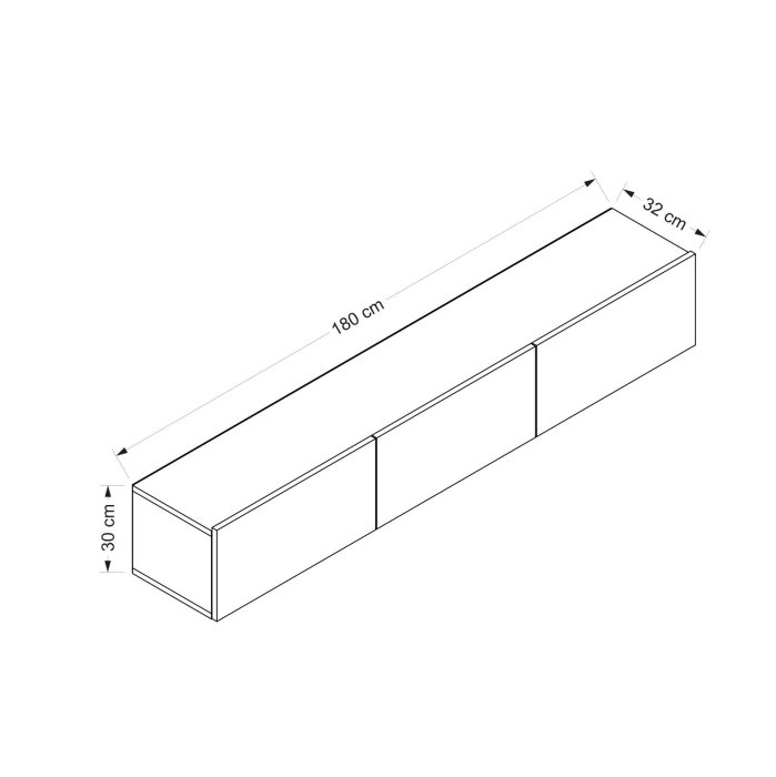 Comoda TV RIGEL, suspendata, 3 usi, 180x32x30 cm [9]