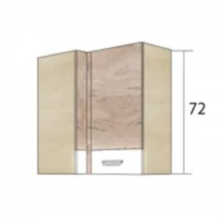 Corp superior de colt ECO-45G dreapta, 1 usa, corp stejar sonoma, fronturi alb lucios +stejar sanremo, 70x40x72 cm - ExpoMob [2]