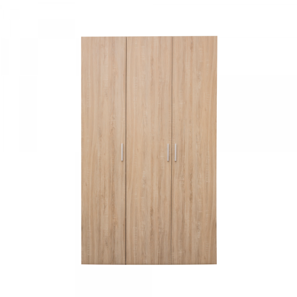 Dulap ALMA L, 3 usi, 6 rafturi, bara de haine, sonoma, 120x52x203 cm
