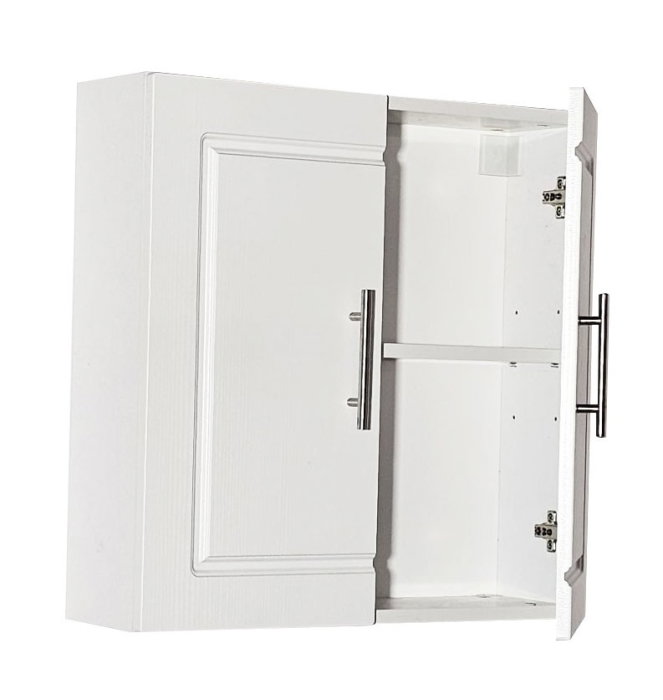 Dulap baie suspendat ANDRE, front MDF, 2 usi, alb, 60x17x60 cm [5]