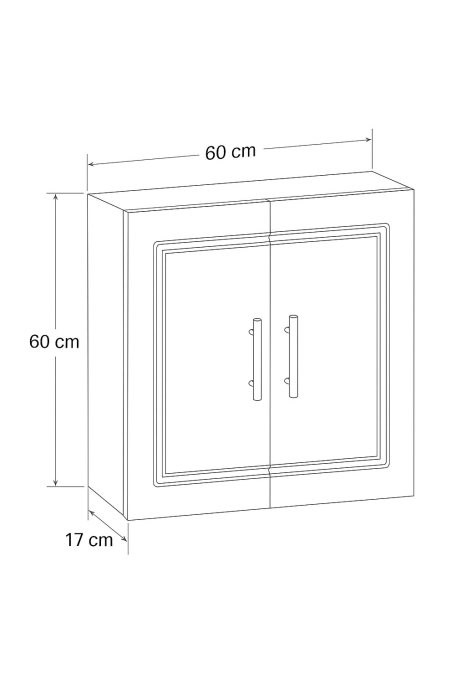 Dulap baie suspendat ANDRE, front MDF, 2 usi, alb, 60x17x60 cm [6]