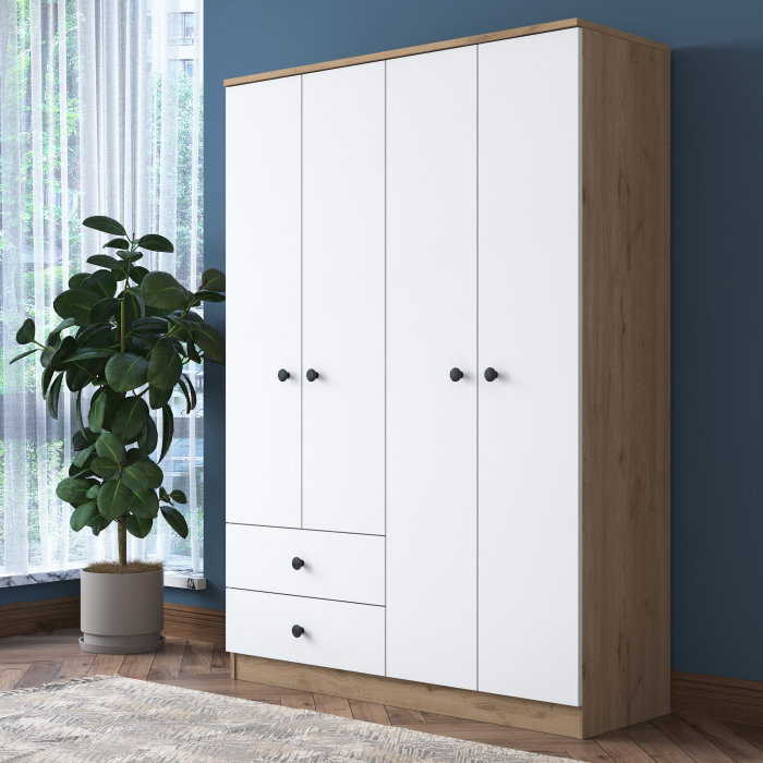 Dulap BA108, 4 usi, 2 sertare, 120x42,5x170 cm [2]