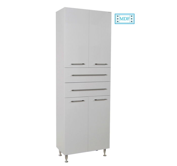 Dulap baie seria 008, front MDF, 4 usi, 2 sertare, taupe, 60x31.6x180 cm [2]