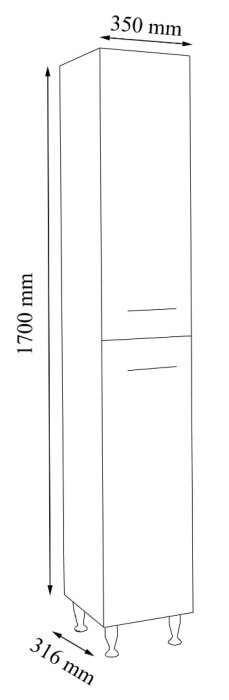 Dulap baie seria 017, 2 usi, alb, 35x31.6x170 cm [4]