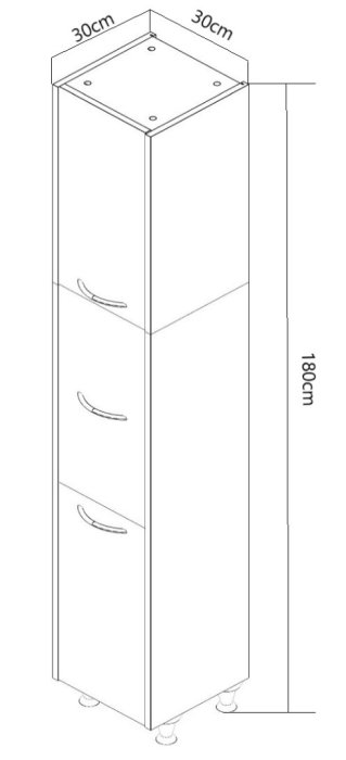 Dulap baie seria 020, 3 usi, alb, 30x30x180 cm [6]