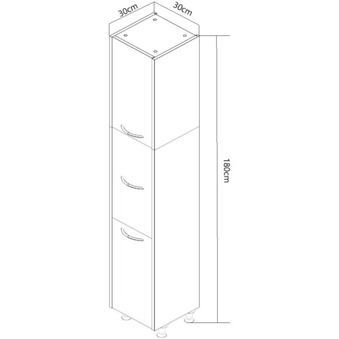 Dulap baie seria 020, 3 usi, alb + antracit, 30x30x180 cm [3]