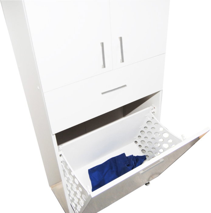 Dulap baie seria 021, 3 usi, 1 sertar, alb, 64x37x170 cm [5]