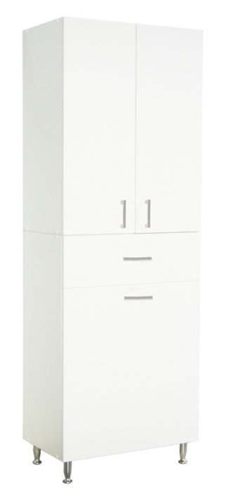 Dulap baie seria 021, 3 usi, 1 sertar, alb, 64x37x170 cm [3]