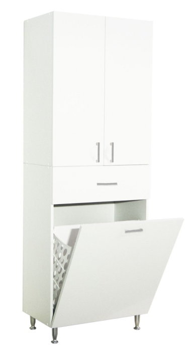 Dulap baie seria 021, 3 usi, 1 sertar, alb, 64x37x170 cm [2]