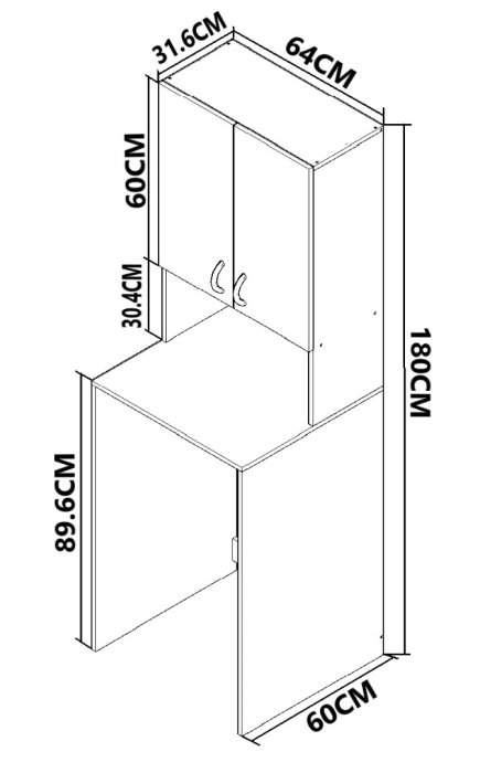 Dulap masina de spalat seria 019, 2 usi, 64x60x180 cm [4]
