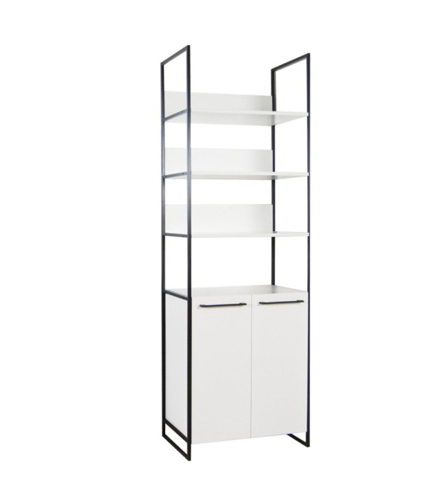 Dulap baie seria 740, cadru metalic, front MDF, 2 usi, alb, 67x37x190 cm [2]