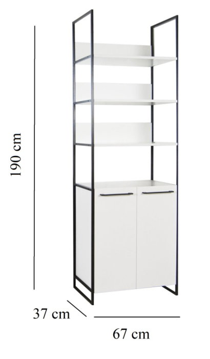 Dulap baie seria 740, cadru metalic, front MDF, 2 usi, alb, 67x37x190 cm [4]