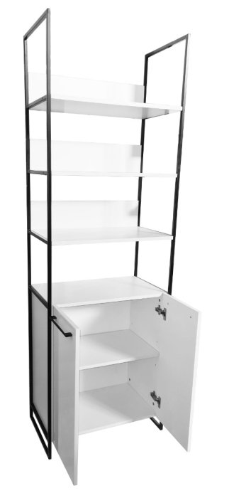 Dulap baie seria 740, cadru metalic, front MDF, 2 usi, alb, 67x37x190 cm [3]