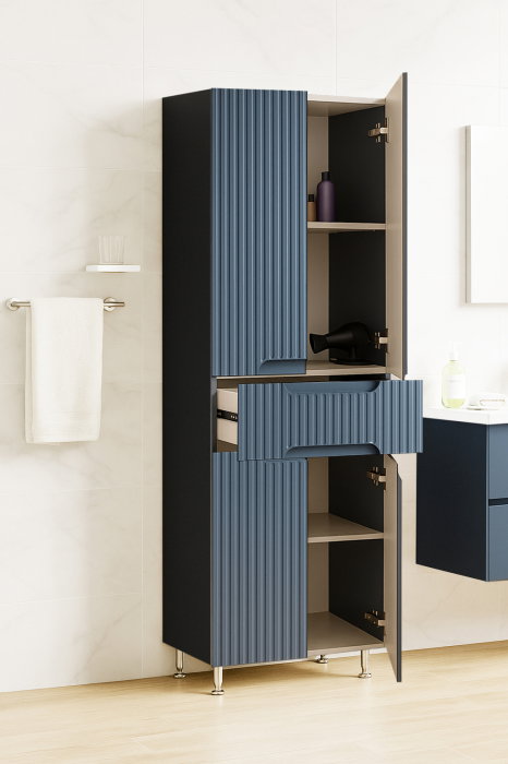 Dulap baie seria 033, front MDF, 4 usi, 1 sertar, antracit, 60x31.6x166 cm [2]