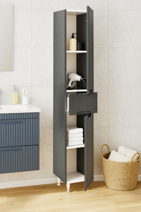 Dulap baie seria 033, front MDF, 2 usi, 1 sertar, antracit, 30x31.6x180 cm [2]