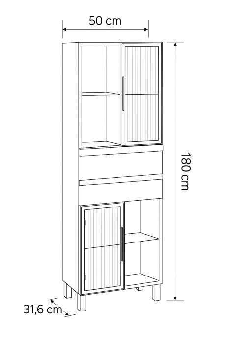 Dulap baie seria 758, front MDF, 2 usi, 2 sertare, alb, 50x32x180 cm [4]