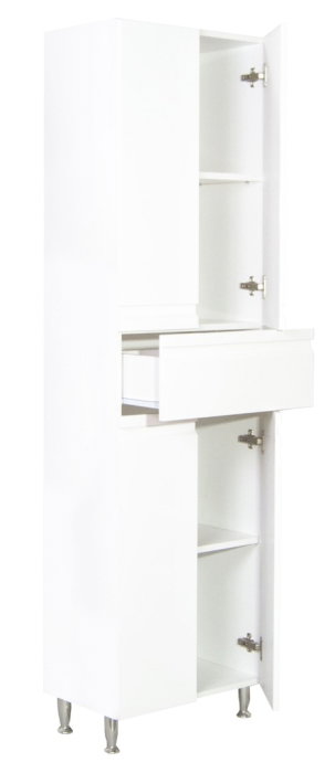 Dulap baie seria 786, front MDF, 4 usi, 1 sertar, montat, alb, 50x32x180 cm [3]