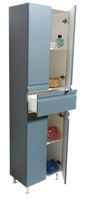 Dulap baie seria 786, front MDF, 4 usi, 1 sertar, montat, antracit, 50x32x180 cm [3]