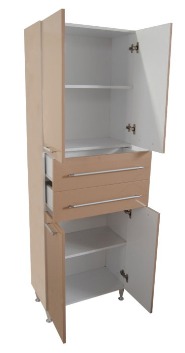 Dulap baie seria 008, front MDF, 4 usi, 2 sertare, cappuccino, 60x31.6x180 cm [3]