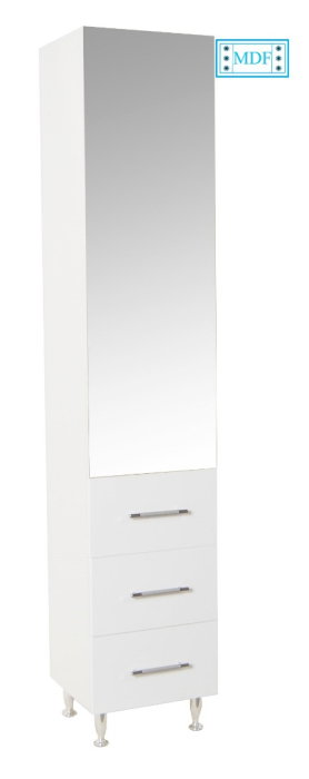 Dulap baie seria 009, front MDF, oglinda, 1 usa, 3 sertare, alb, 35.8x31.6x180 cm [2]