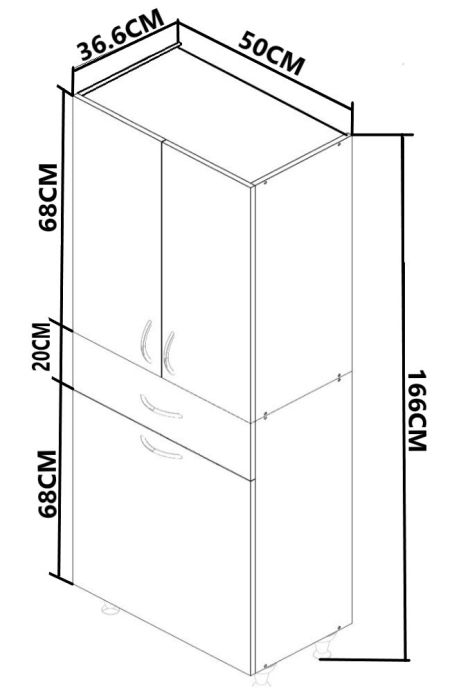 Dulap baie seria 015, front MDF, 3 usi, 1 sertar, alb, 50x36.5x166 cm [4]