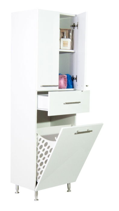 Dulap baie seria 015, front MDF, 3 usi, 1 sertar, alb, 50x36.5x166 cm [3]